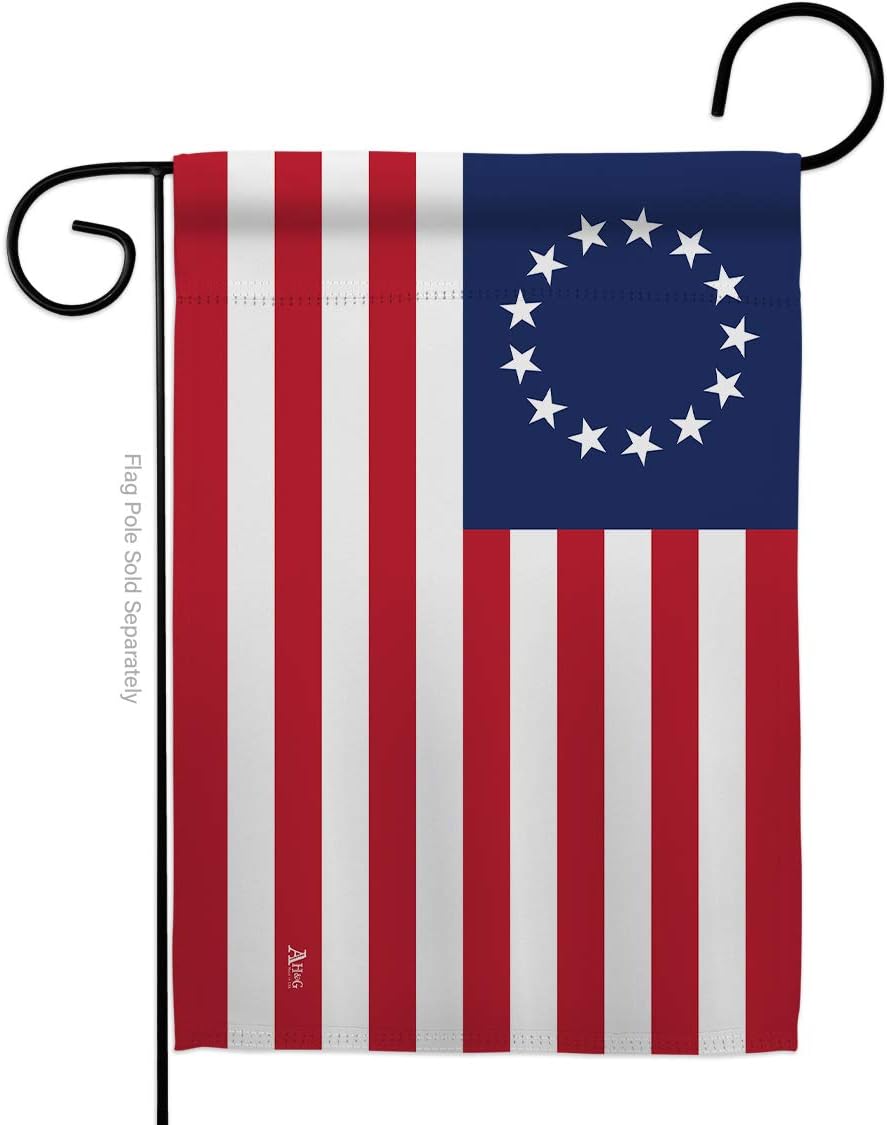 Betsy Ross Burlap Garden Flag Americana US Historic July Memorial Veteran Independence United State American Small Decorative Gift Yard House Banner Double-Sided Made In USA 13 X 18.5