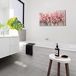 TEKMENT Beautiful Blooming Pink Flowers Painting Plants Wall Art Decor Artwork for Bedroom (20x40 Inches)