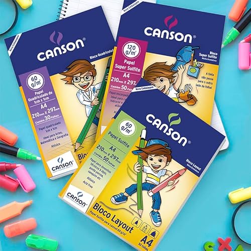 Bloco desenho liso branco A3 120g com 30 folhas Canson