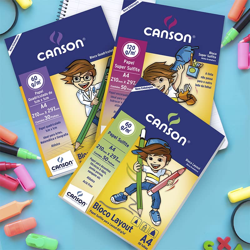 CANSON Linha Escolar, 32 Folhas Soltas de Papel Colorido Criativo A4 de 80g/m² em 8 cores 5 61WW7PiCv8L