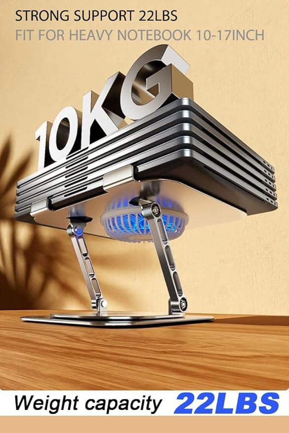 Soporte para Laptop con Base Giratoria 360°, Altura Ajustable 10 Pulgadas, Aluminio miniatura 4