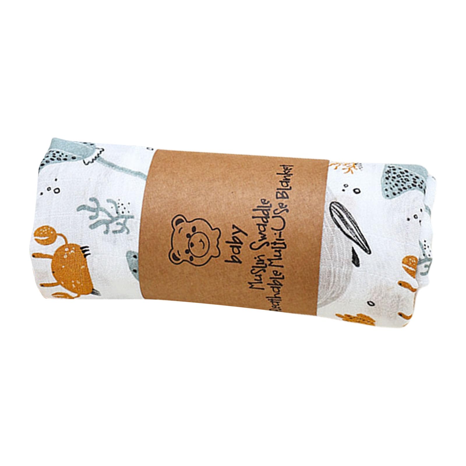 Kalttoy Men's Undersea World Cartoon Pattern Newborns Swaddles Blanket Soft Muslin Cotton Baby Wrap Towel For Infants Boys Girls Strollers Cover Baby Muslin Swaddles Blanket Cotton