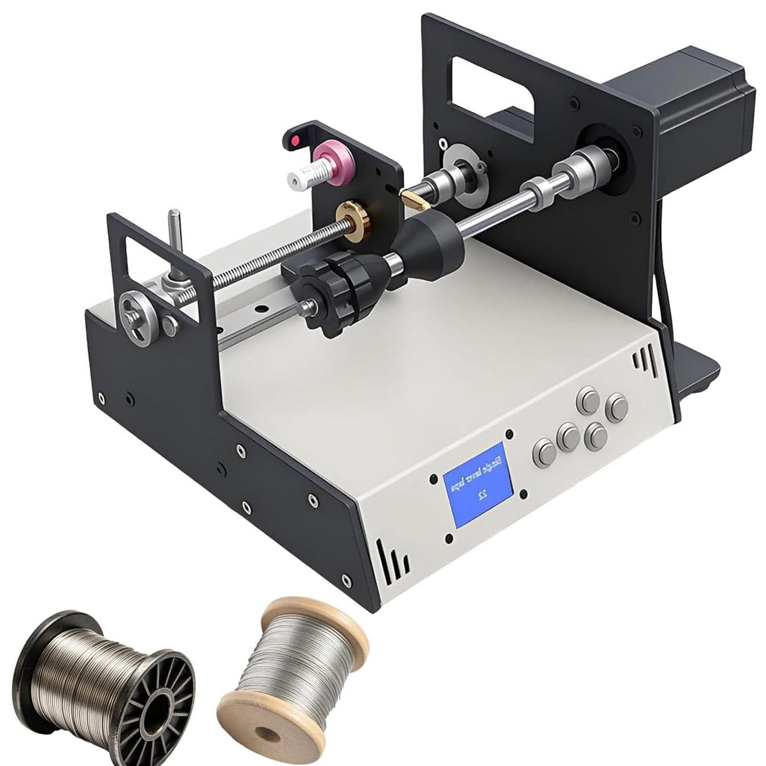 Azcabjie Heavy Duty Automatic Industrial Cable Coil Winding Machine 900RPM Max Speed, Wide AWG Range for Fishing Lines Silk Thread Transformer Amplifier Coils