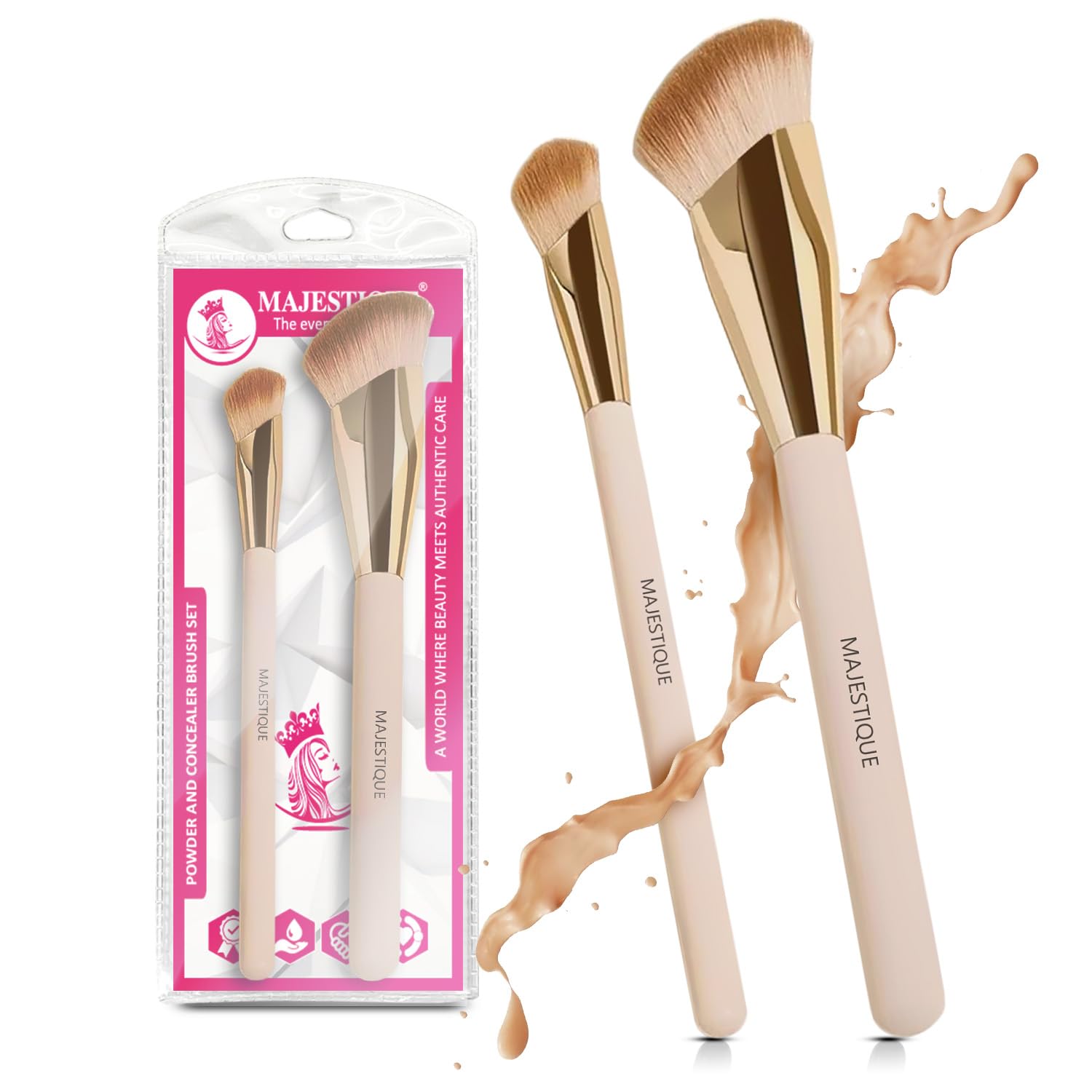 Majestique Makeup Brush Nose Countour Brush Angular Soft & Synthetic Bristal Facial Brush for Make up, Great for Blending Eye Shadows Makeup for Wet and Dry (Pack of 2)-picture-12