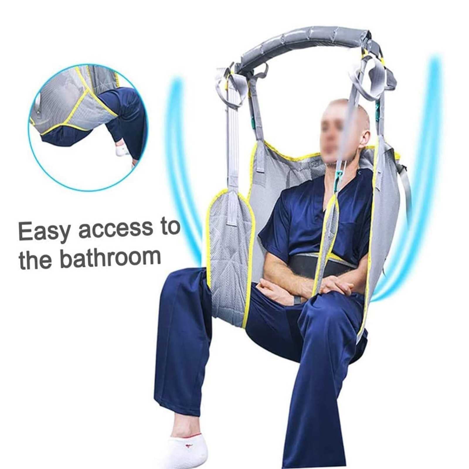 Imbracatura per sollevamento paziente in rete per bagno, gamba divisa, imbracatura per trasferimento completo del corpo per un facile spostamento dal letto alla sedia a rotelle, sedia da doccia e