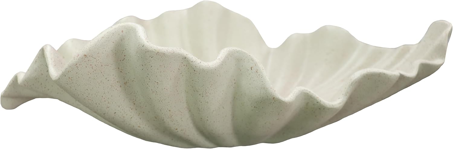 16" Large Decorative Bowl decor, Modern Home Decor,Stylish Key Bowl for Entry Table,Scalloped Decorative Bowls,Ruffle Decor,Decorative Fruit Bowl for Kitchen Counter (Light Gray, 16.14inch) Light Gray 16.14inch