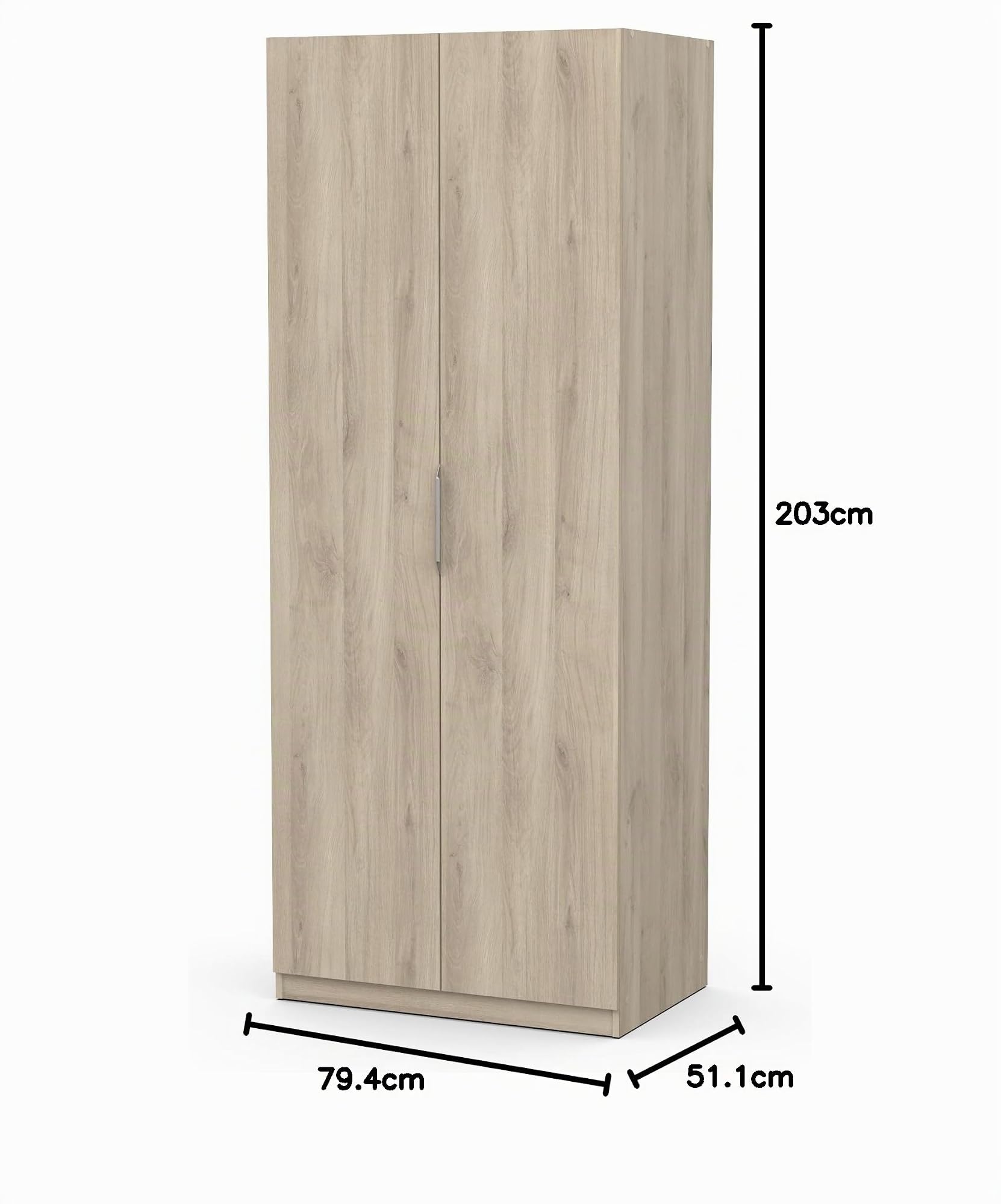 Demeyere 391388 Armadio a 2 Ante 1 Nicchia Moderno, Colore Rovere Kronberg, 79.4 x 51.1 x 203 cm, Legno Ingegnerizzato, Grigio