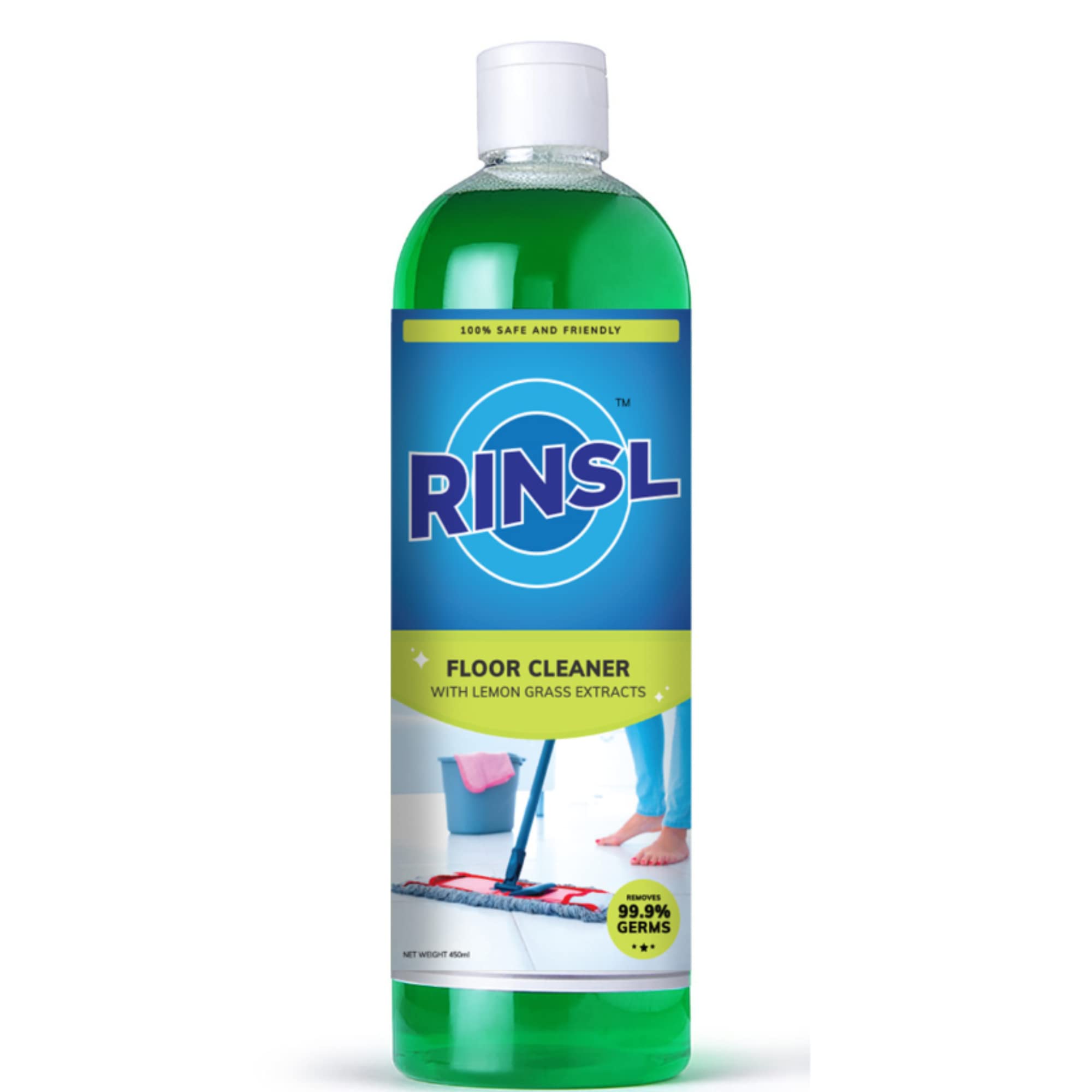 Rinsl Lemon Grass Extracts Floor Cleaner | Natural Floor Cleaner | Easy Flip-cap Floor Cleaner | 450 ml