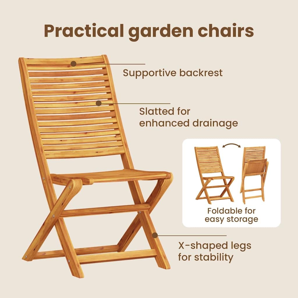 vidaXL Set da Pranzo per Giardino 5 pcs Marrone, Set da pranzo all'aperto, tavolo in acacia rustica, arredo giardino e terrazza, posti resistenti alle intemperie