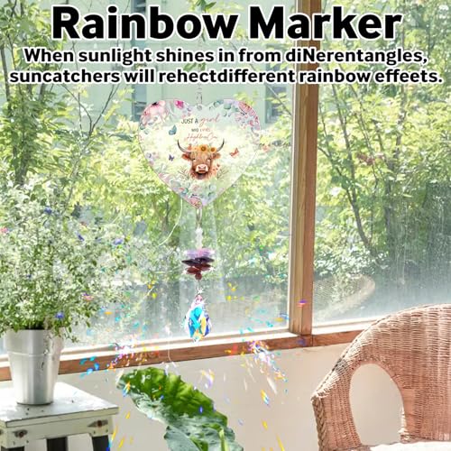 Highland Cow Gifts For Women, Crystal Suncatcher, “Just A Girl Who Loves”Highland Cow Ornaments, Scottish Gifts, For Cows Lover Christmas Birthday Party Graduation - Image 2