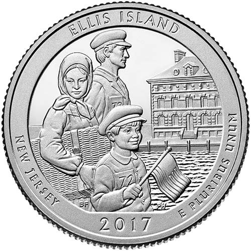 2017 S Clad Proof Ellis Island, New Jersey National Park NP Quarter GEM Proof US Mint