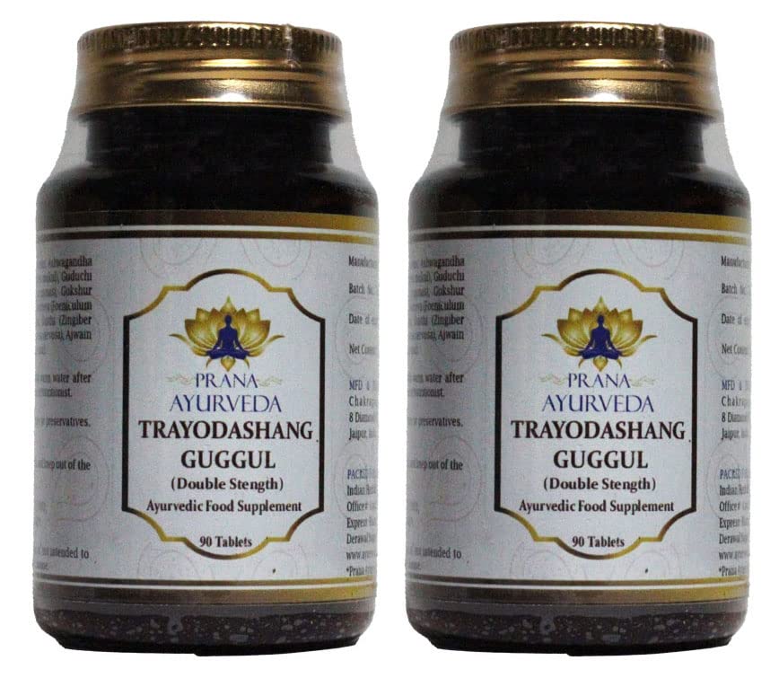 Trayodashang Guggulu (Double Strength) - 90 Tablets - Ayurvedic Supplement (Pack of 2)