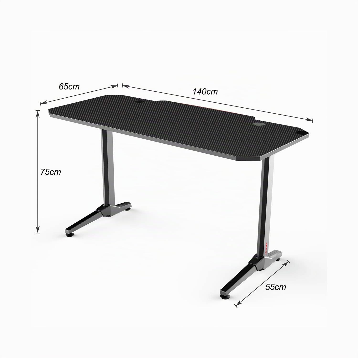 soges Bureau Gaming 140 cm con alfombrilla de ratón para ordenador o mesa de juego Pro para E-port, ergonómico, color negro