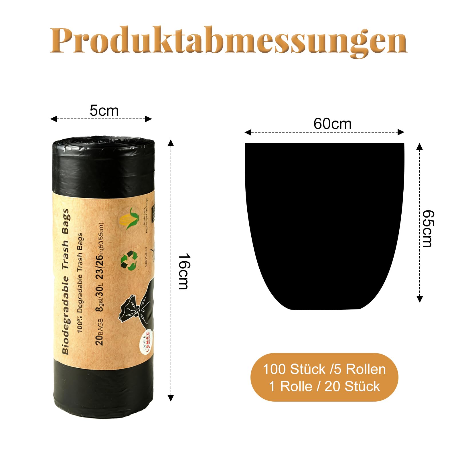 Lot de 100 sacs de toilette de camping, noirs, 30 l, biodégradables, pour la randonnée, toutes les toilettes de camping, étanches, extra épais, accessoires de toilette séparables