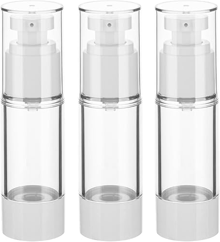 Vista 22 de Botellas transparentes sin aire de 0.5 onzas/0.5 fl oz, dispensador de loción de viaje con bomba, botella de loción de plástico al vacío para base