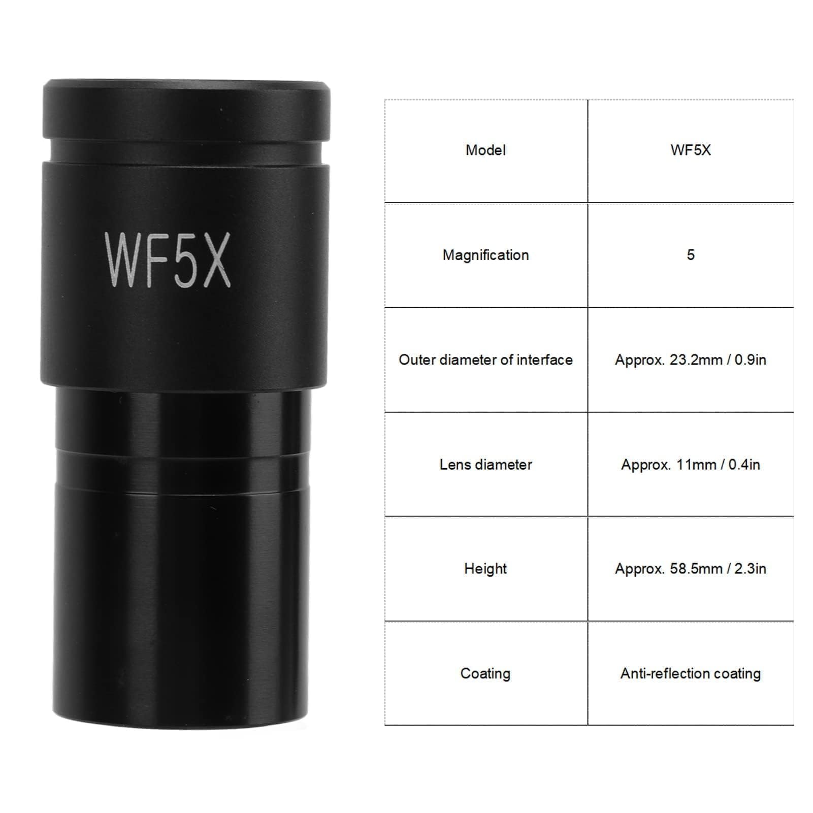 Agatige Adattatore per Microscopio, 5X Microscopio Oculare Accessori per Microscopio Ottico Oculare Microscopio Biologico Obiettivi Adattatori per Microscopi Diametro 23,2 mm