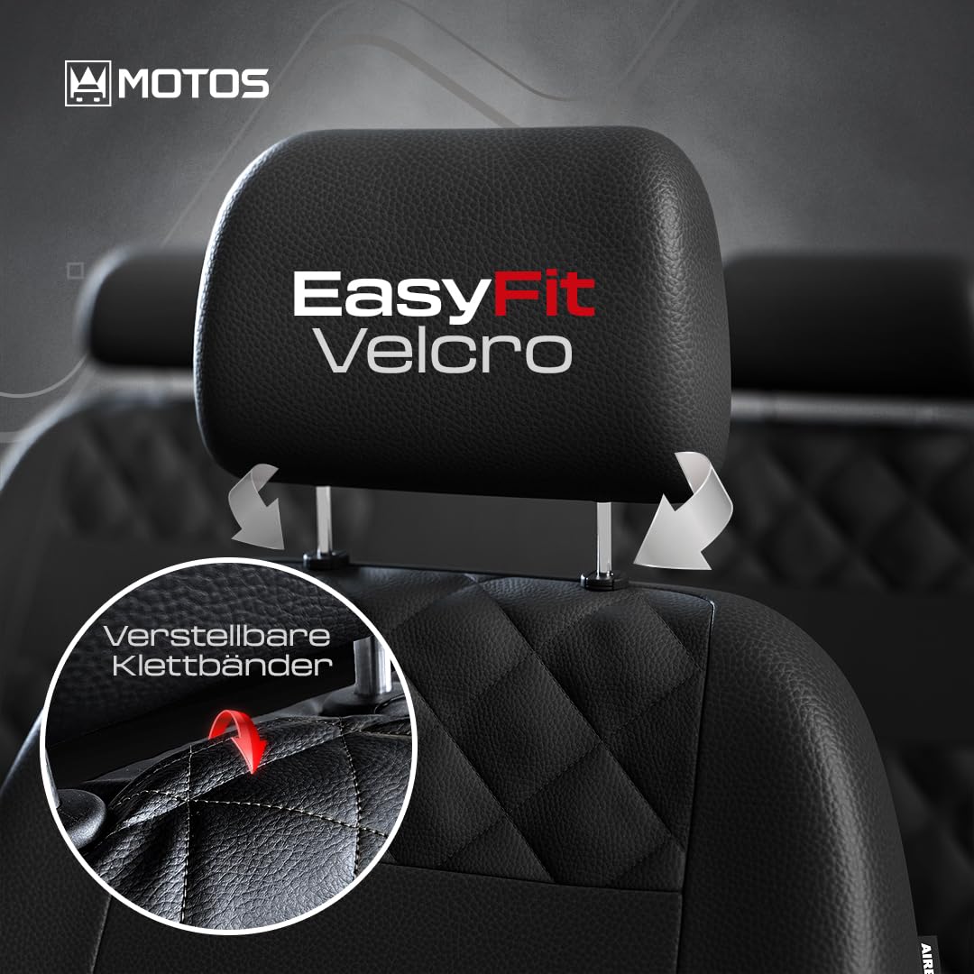 MOTOS Fundas universales para Asientos de Coche para Dacia Lodgy Funda Asiento Coche Delantero con Sistema de Airbag Activo, Ajuste, Material de Tres Capas, Aspecto Elegante, Aplicación Versá