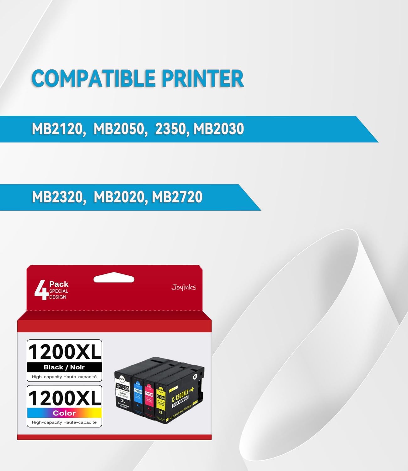 PGI-1200 XL Ink Cartridges Compatible for Canon 1200XL 1200 PGI1200XL Ink for Maxify Mb2720 Mb2120 Mb2320 Mb2020 Printer Color Value 4-Pack