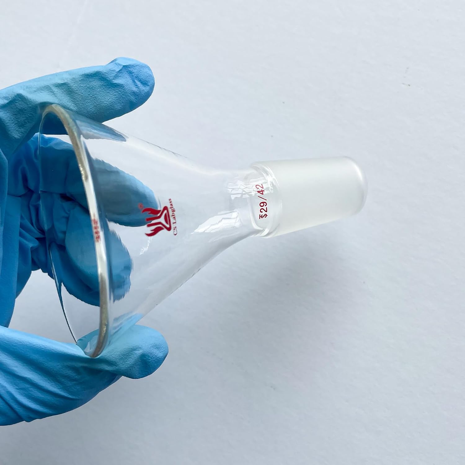 Glass Short Stem Powder Funnel with 75 mm Top Outer Dimension and 29/42 Inner Joint, Borosilicate Glass Filter Funnel, Lab Glassware