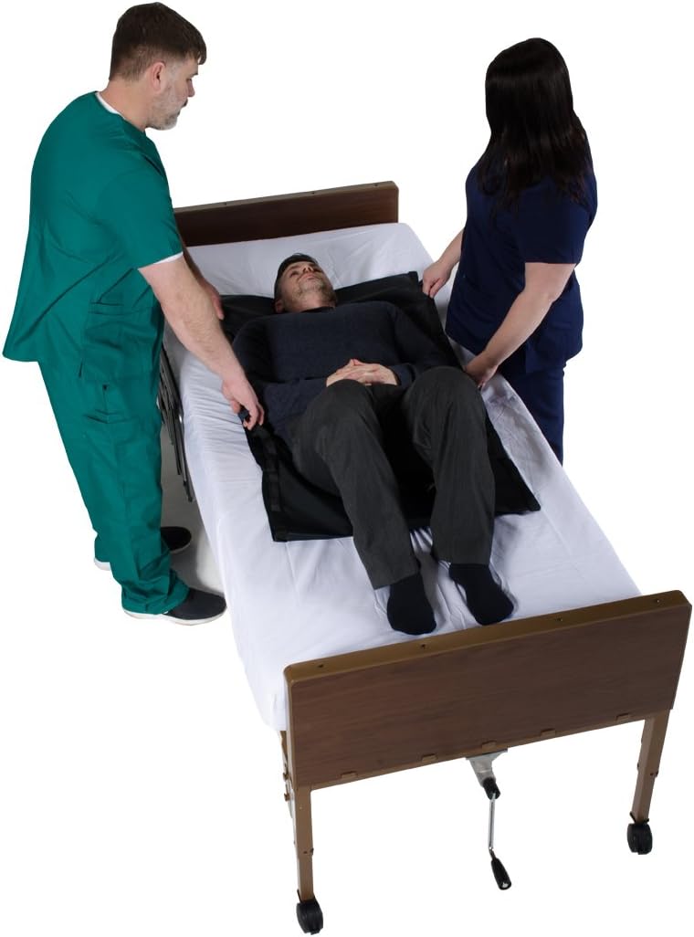 Patient Aid 48" x 28" Tubular Reusable Slide Sheet with Handles | for Patient Transfers, Turning, and Repositioning in Bed | Sliding Draw Sheets to Assist Moving Elderly & Disabled
