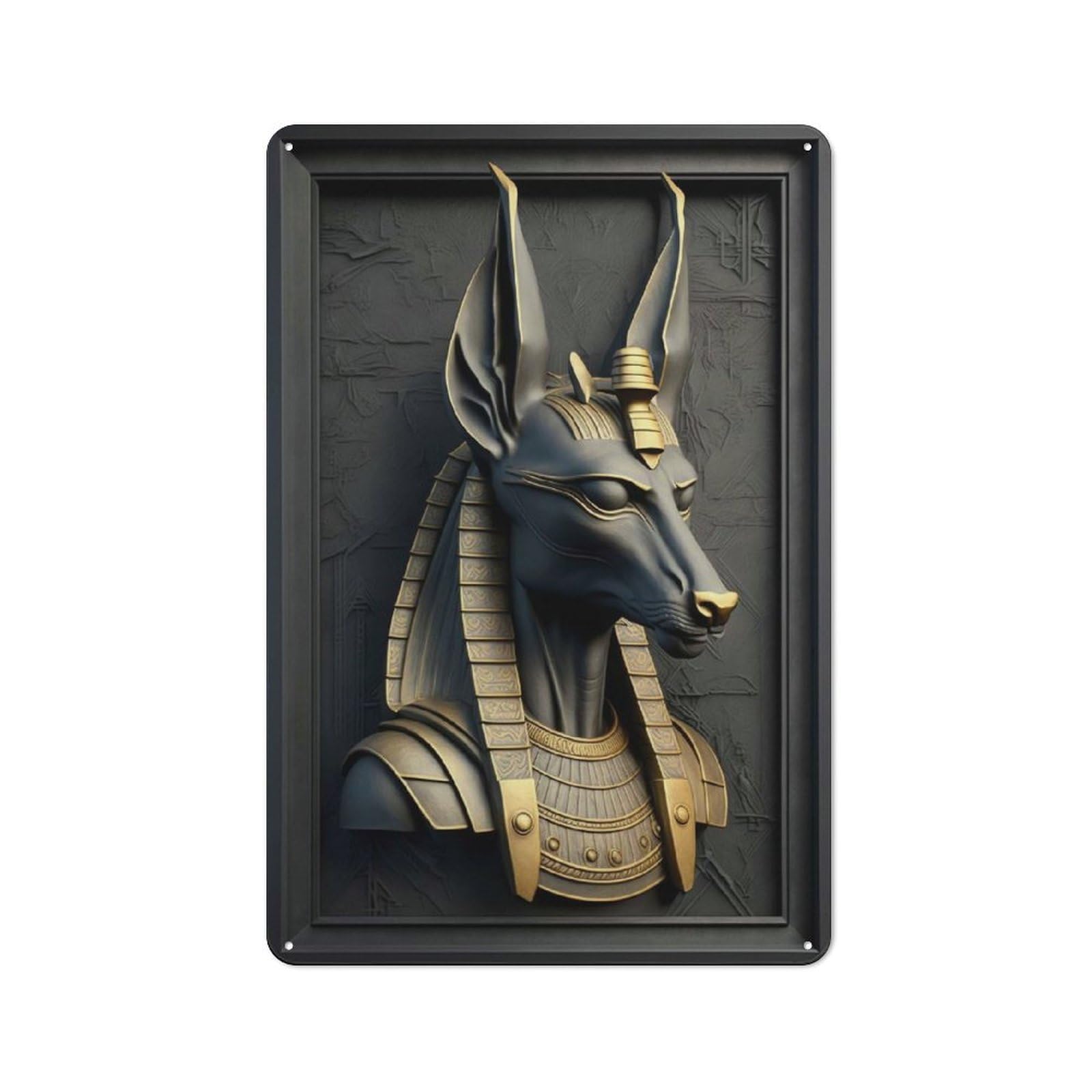 Understated Office Metal Sign 30x20cm Featuring Anubis Gold Decor, Studio Wall Plaque for Office, Study, Studio Or Hallway