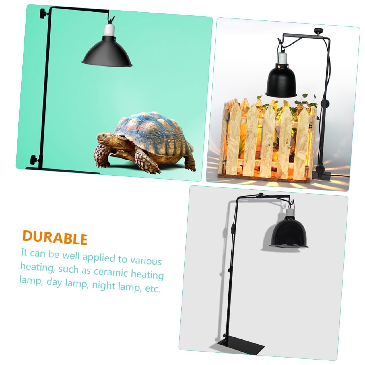 DOITOOL Supporto Lampada Riscaldante in Metallo Nero per Rettili Protezione da Scottature Regolabile e Pratico per Terrari e Animali da Compagnia