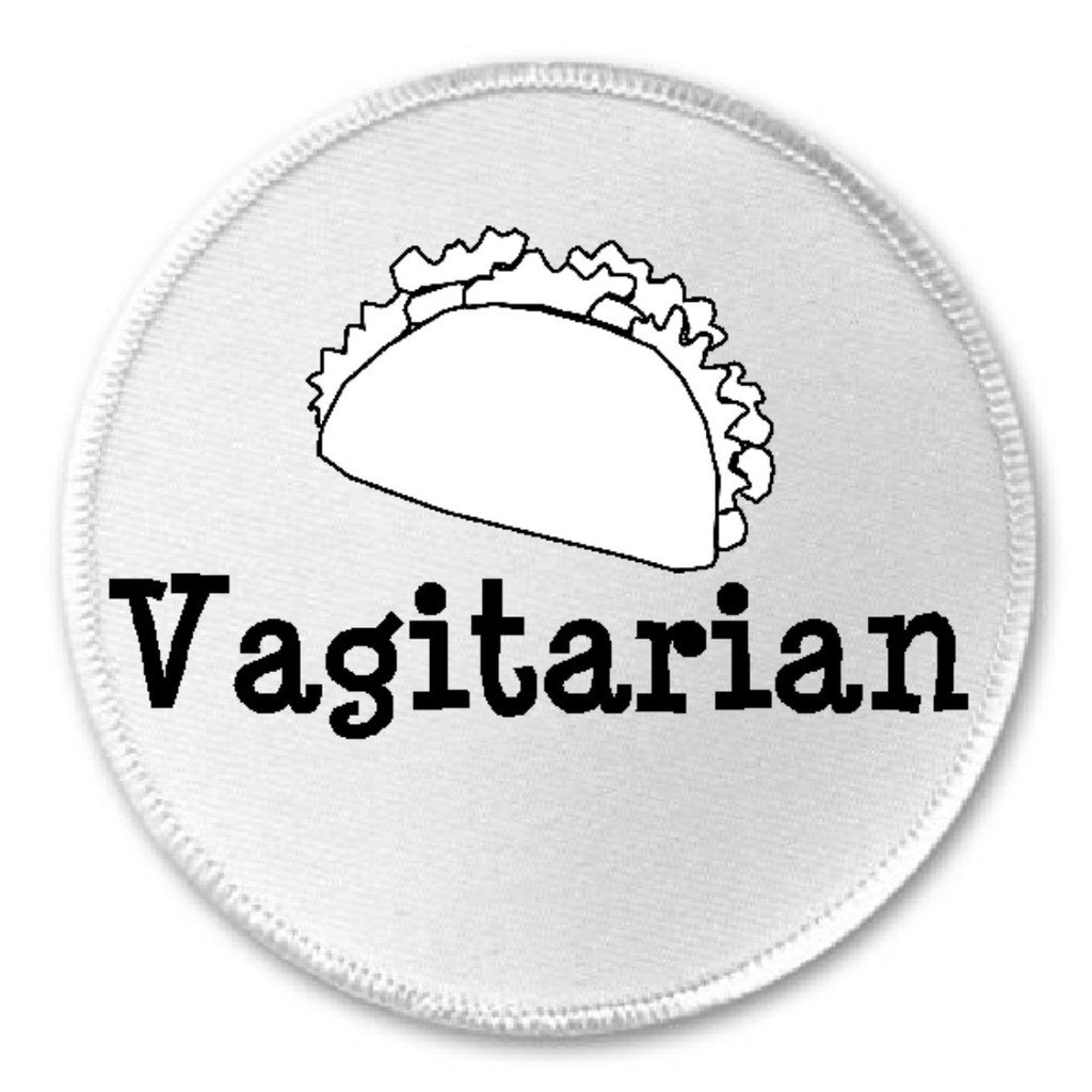 Vagitarian Taco - 3" Sew/Iron On Patch Lezzie Lesbian Humor Funny Joke LGBT