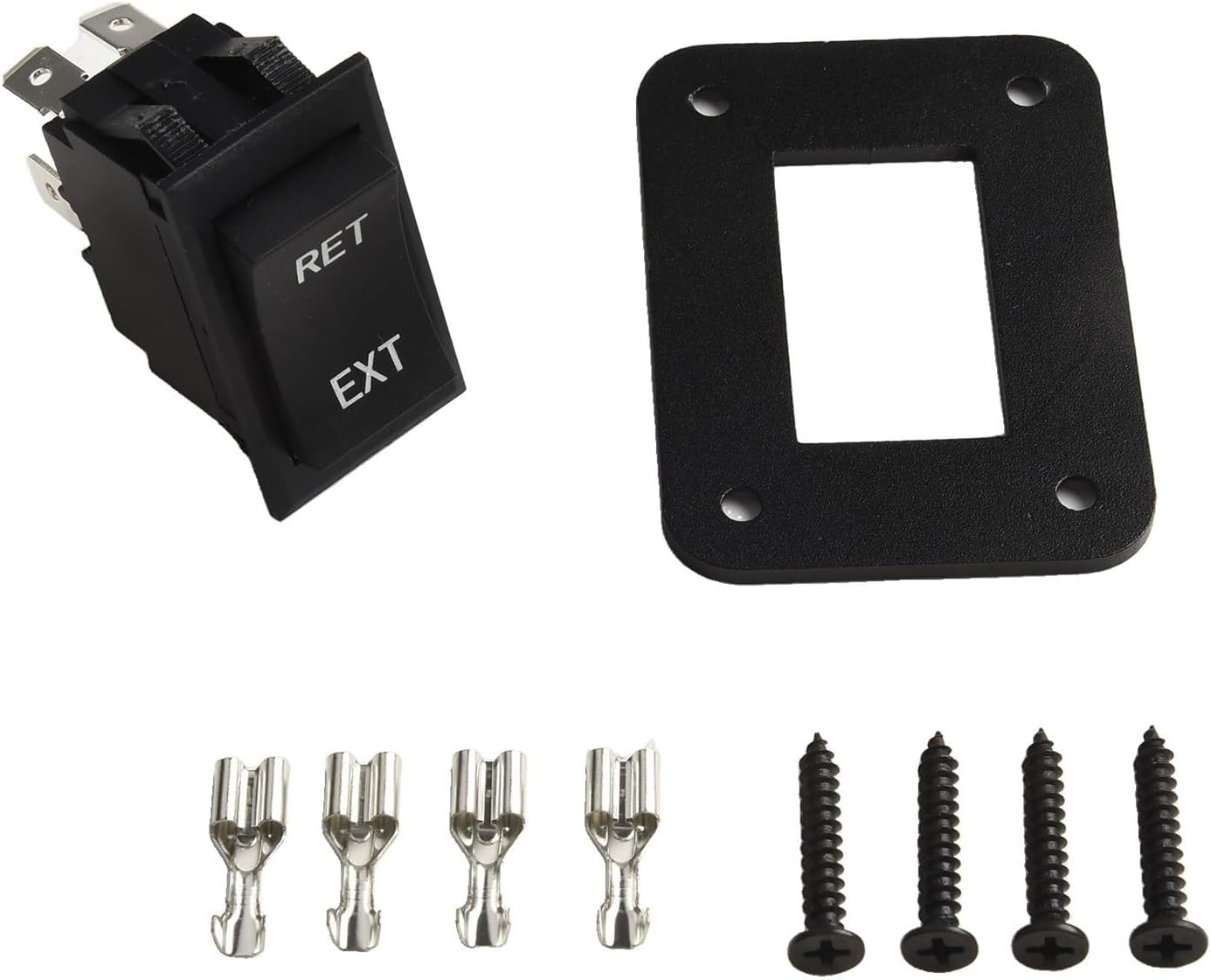 DPDT Rocker Switch 4-Pin On-Off-On Polarity Reversal Switch for RV Stabilizer Jack Trailer Power Tongue Fifth Wheel Jack Dual Reset Forward Reverse Function Black（A）