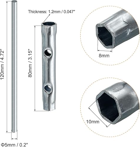 Miniatura 2 de uxcell Llave de bujía de encendido de 0.315-0.394 in, llave hexagonal de doble extremo, 5 piezas