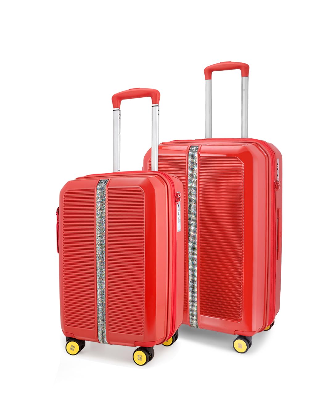 eume Trousseau Cabin 57cms and Check-in Medium 66.5 cms Luggage Trolley Bag for Travelling| 8 Silentrun 360 Degree Spinner Wheels System| Premium Trolley Bags for Travel (Inferno Red)-picture-26