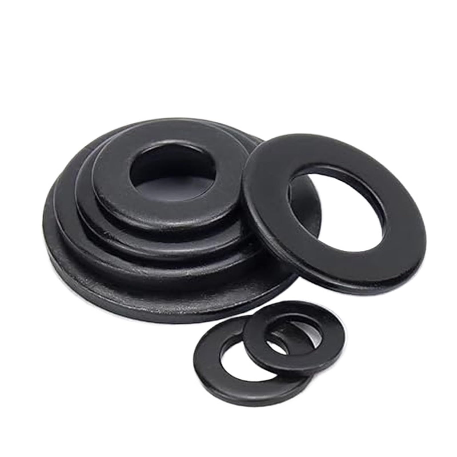 Rondella piatta in acciaio al carbonio nero di grado 8. M2 .5 M3 M4 M5 M6 M8 M10 M12 M14 M16 M18-M45 Guarnizione piana Anello distanziatore Spessore GB97