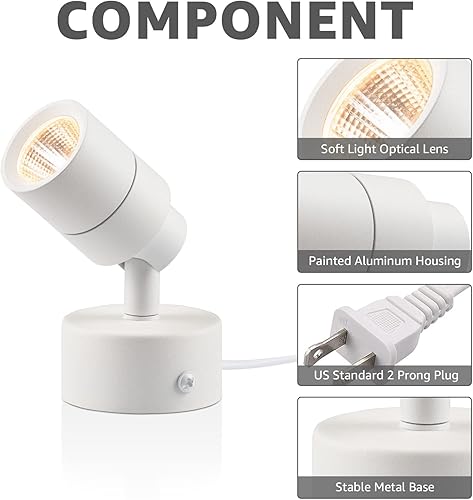 Miniatura 6 de SUNVIE Paquete de 2 luces LED para interiores, focos de 3 W para uso en interiores con blanco cálido de 3000 K, focos de 120 V para plantas,