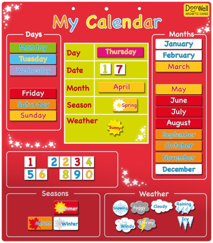 Doowell - Calendario magnético (en inglés), Color Rojo