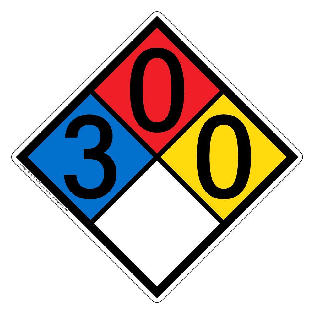 ComplianceSigns.com NFPA 704 3-0-0-0 Label Decal, 15 inch Vinyl for Hazmat