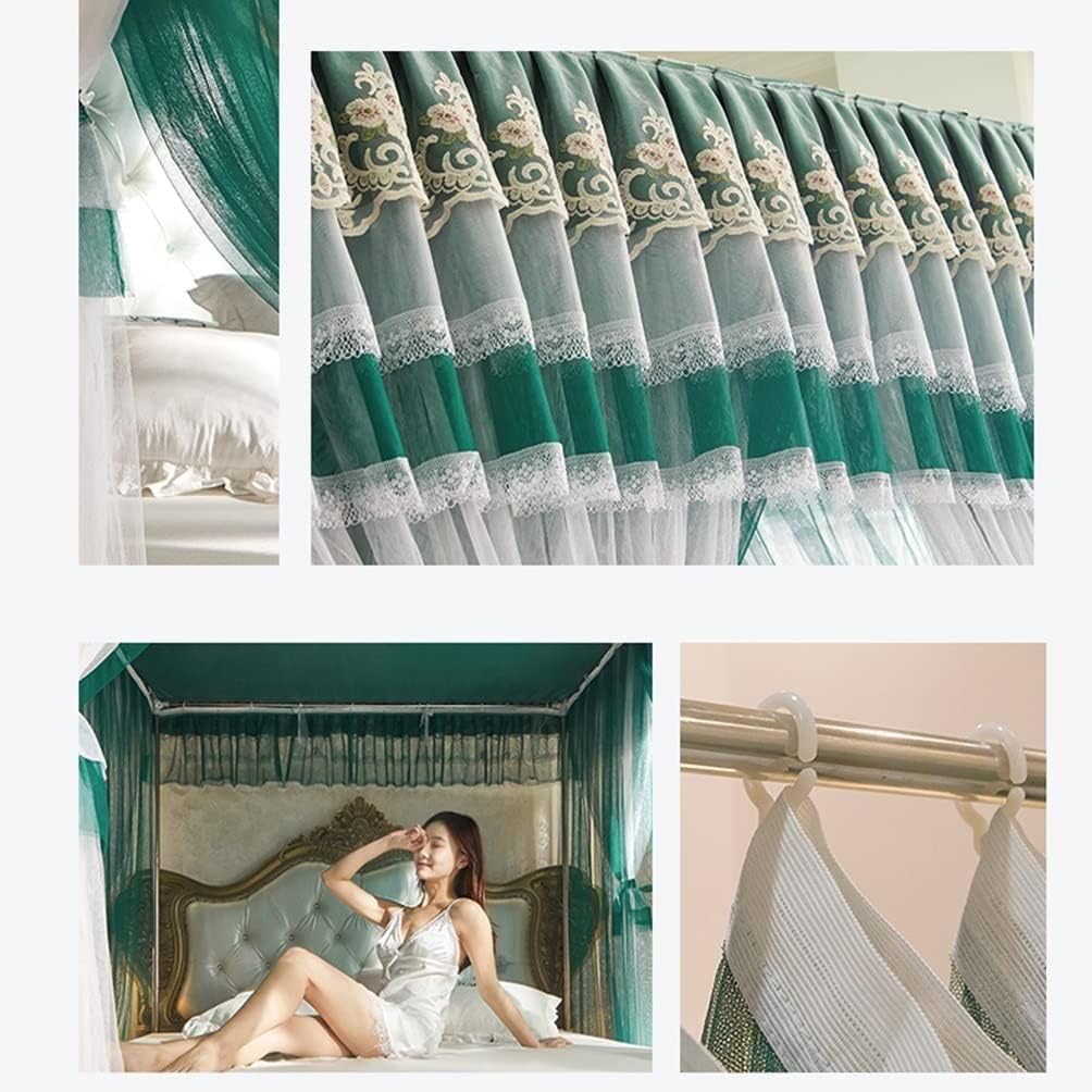 Canopy Mosquito Net for Double Bed, European Court Princess Bedroom Romantic Decorative Bed Curtain (Colour: Pink-2, Size: 180X200cm/71X79in) (Color : Green-1, Size : 200X220cm/79X87in)