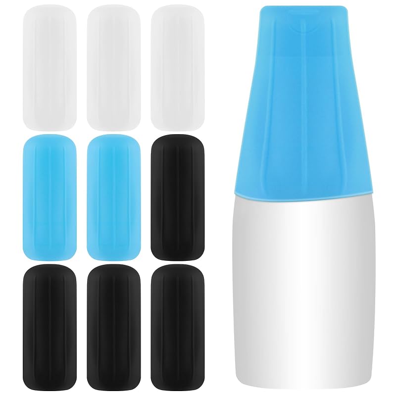 NACHLYNN Capas de Silicone para Frascos, Preto, Branco e Azul, Pacote com 10