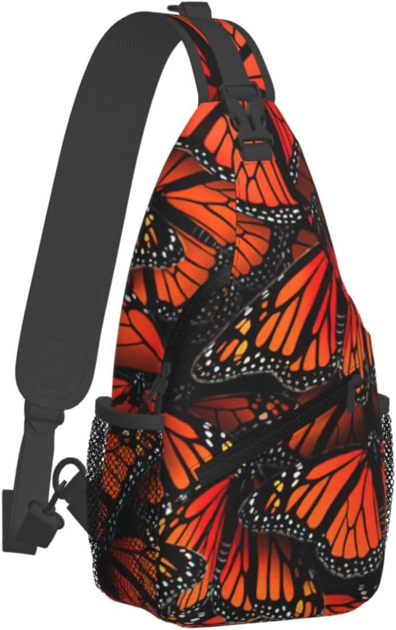 Durable Lightweight Monarch Butterflies. Print Cross chest bag diagonally for Travel Commute Daily Use