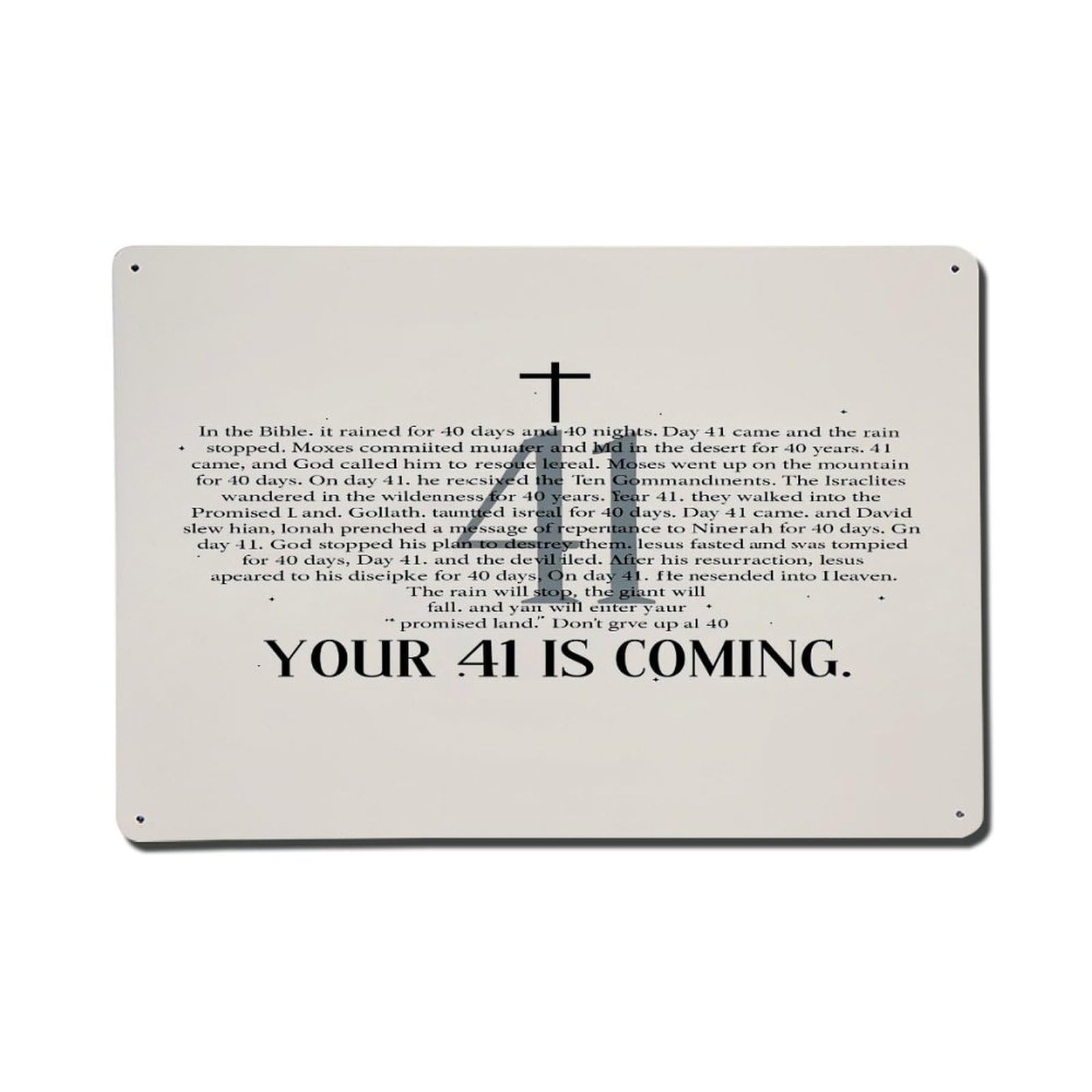 Cross And Text Pattern Print Metal Tin Sign Plaque