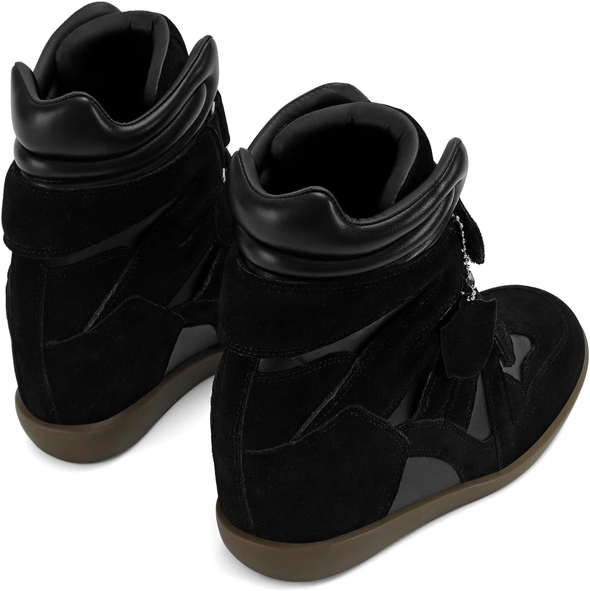 Dsevht Hidden Wedge Sneakers for Women High Top Fashion Sneaker Suede High Heel Platform Tennis Triple Strappy Band Casual Vintage Dressy Comfy Campus Trendy Retro Sneaker - Image 6