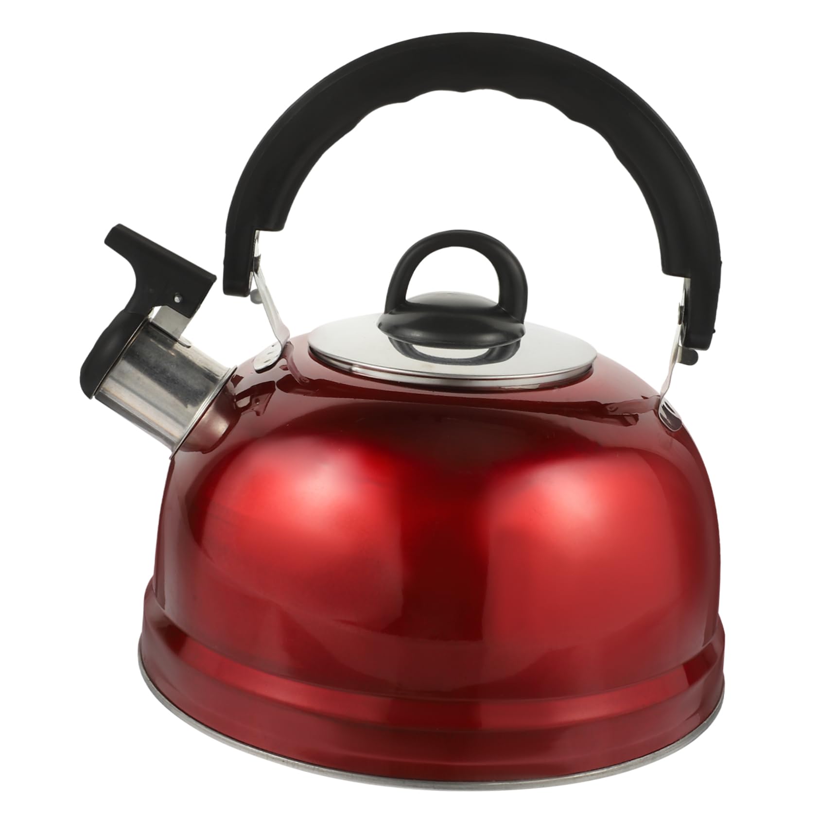 Hemoton Stainless Steel Whistling Kettle Hemispherical Design Fast Boil for Induction Cookers Eye-catching Bright Ergonomic Handle for Comfortable Grip Random Style