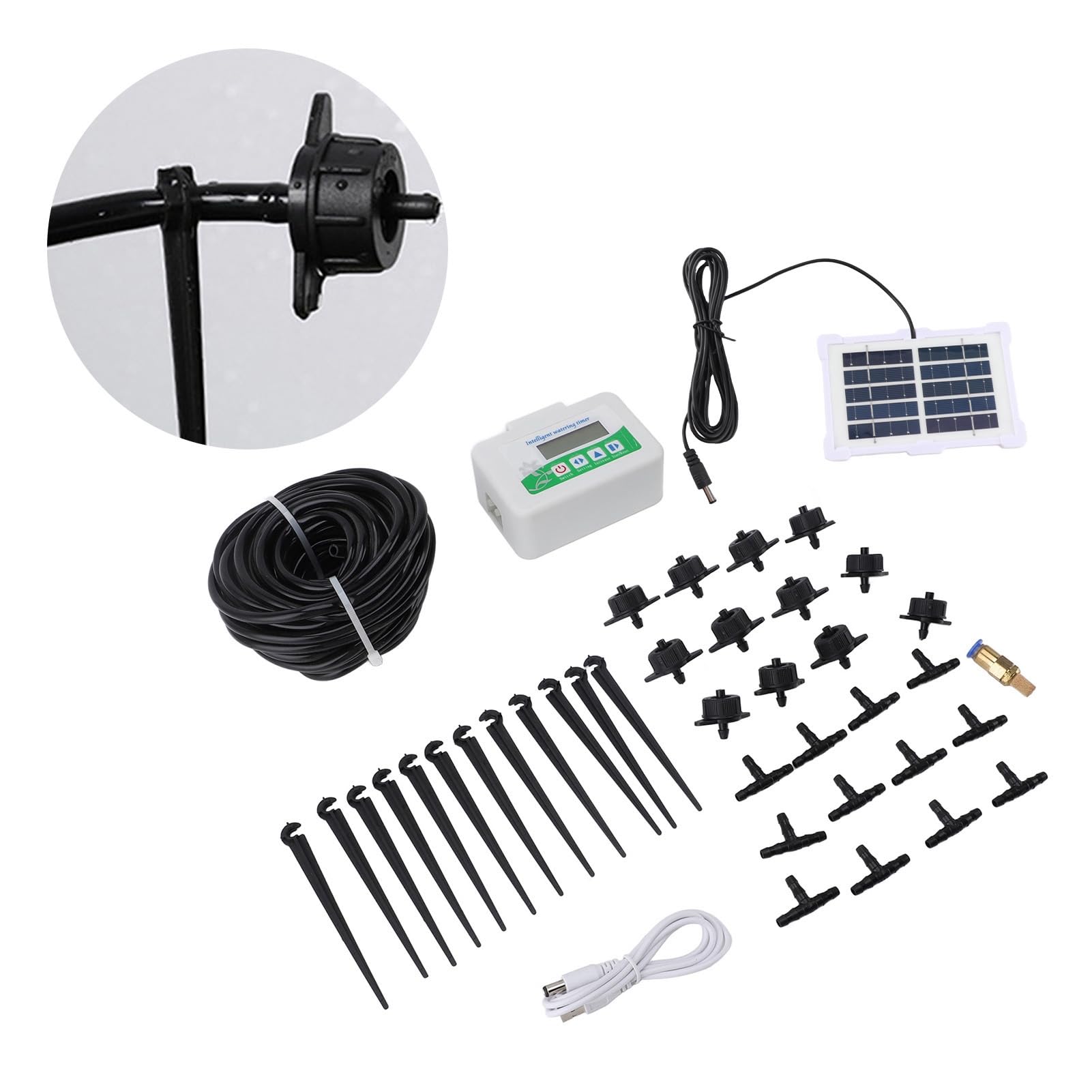 Temporizador de Riego Solar Inteligente Temporizador de Riego Programable de Ahorro de Energía para Tierras de Cultivo de Jardín-Material ABS