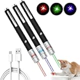CHUQIANTONG 3Pcs Cats Toys USB Rechargeable Green Red Blue Light Lazer Presentation Remotes for Indoor Classroom Interactive Teaching (Mixed Color, USB 3 Pack)