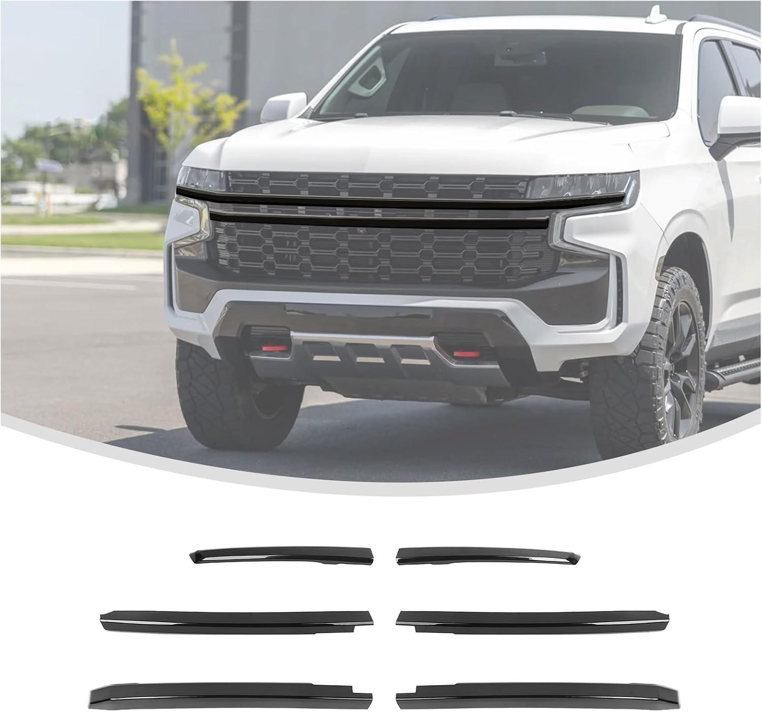 Linskip Grille Inserts Compatible with 2021-2024 Chevy Suburban/Tahoe, Gloss Black Front Grille Overlay Cover for Suburban Exterior Accessories