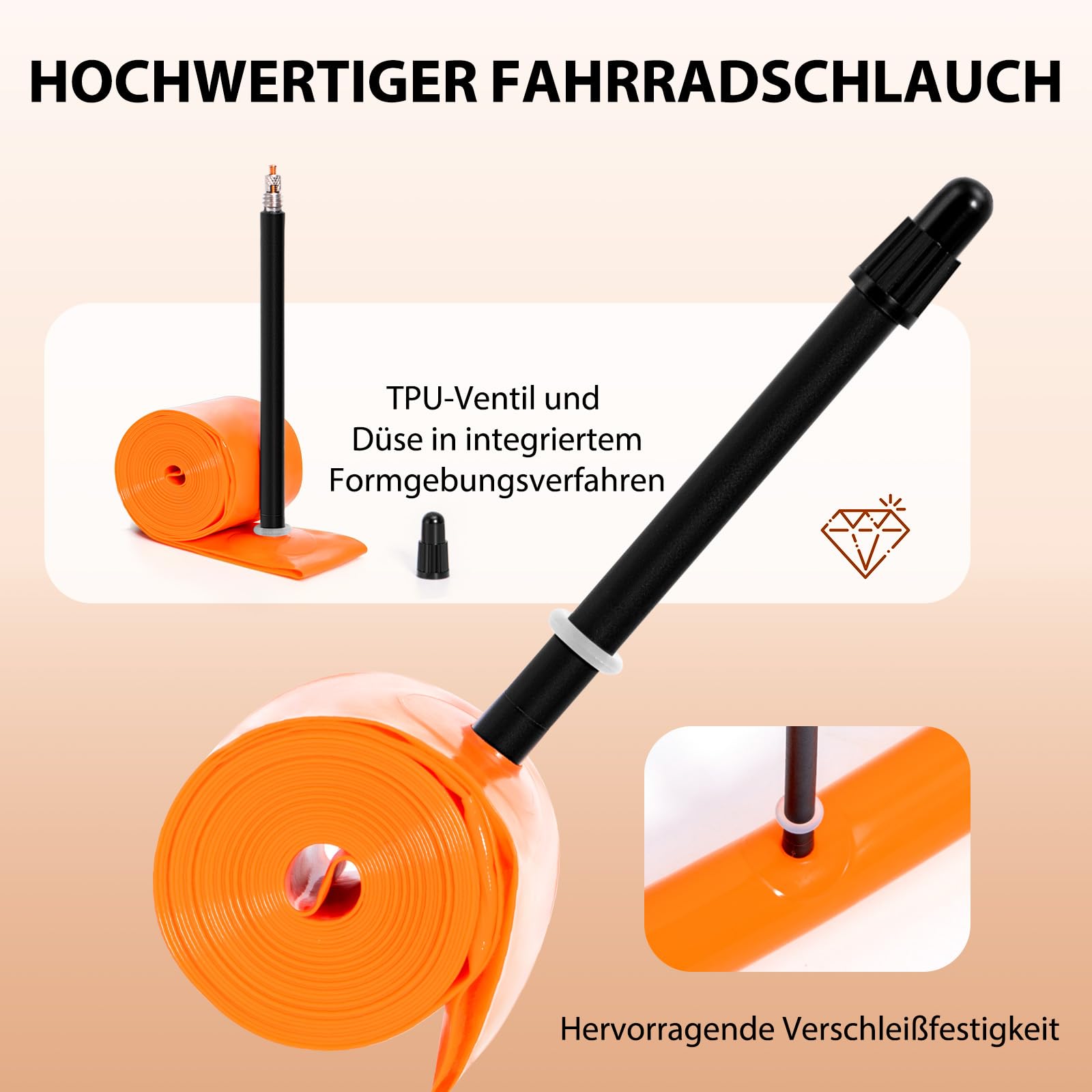 Hycline 2er-Pack TPU Fahrrad Schlauche: 700x18-32C (28 Zoll) Rennrad Unisex Ultraleichter Schlauch Presta-Ventil 45mm/65mm/85mm with 2 Reifenheber
