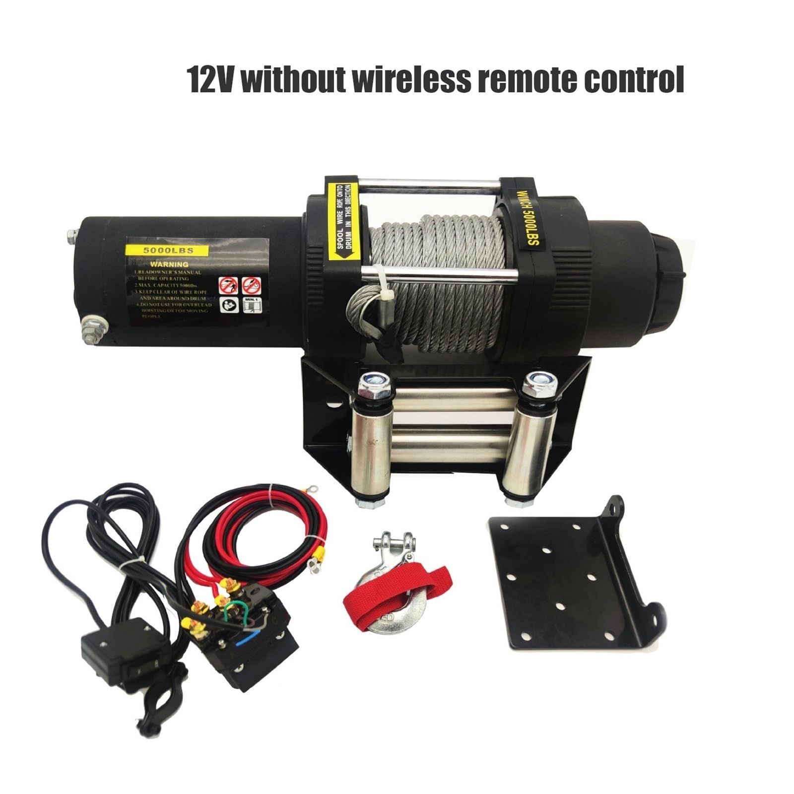 12v/24v 5000 Funtów Lina Syntetyczna Wciągarka Elektryczna Do Trakcji Przenośna Przyczepa Samochodowa Ciężarówka ATV Off Road Ze Sterowaniem Bezprzewodowym(12V no control)