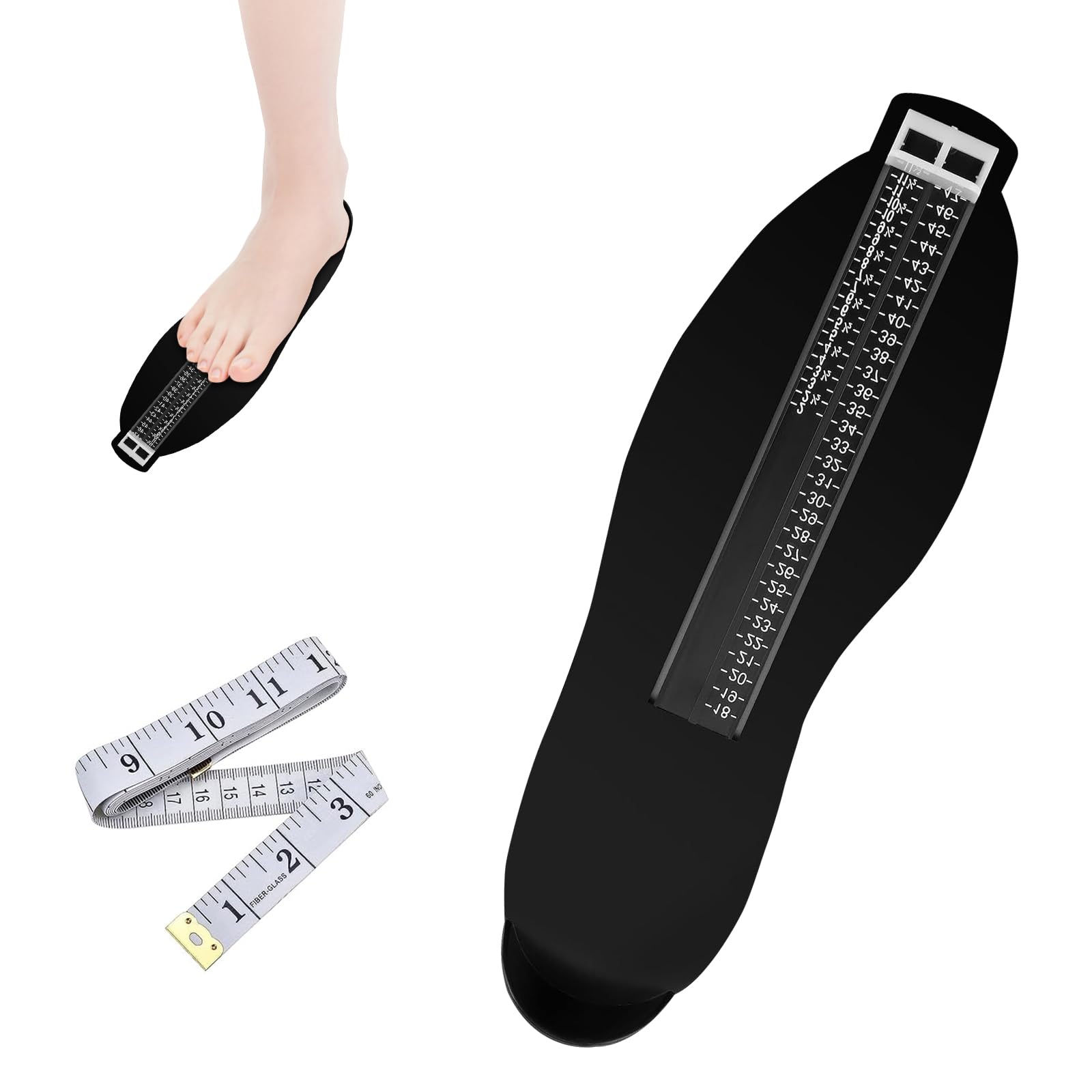 Jauge de Pied, Pedimetre Mesure des chaussures Règle de Mesure Pointure Chaussure Mesurer Pied Dispositif Mesures, pour Déterminer la Pointure 18 à 47, Noir