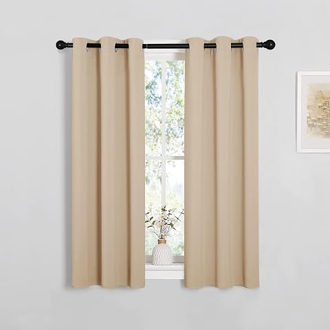NICETOWN Biscotti Beige Blackout Curtains for Loft 29" w x 40" L 2 Panels — $18.99 (15% off)