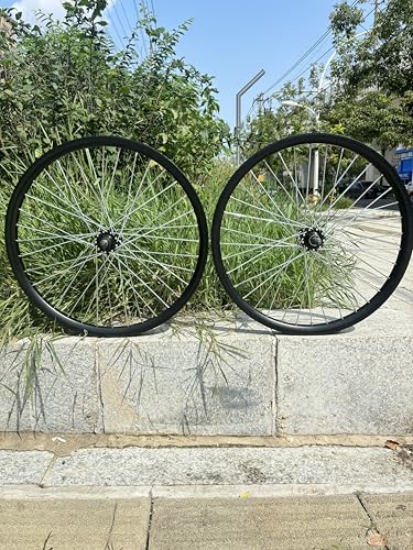 AUTES 26 inch Bicycle Wheel Set Double Wall Aluminum 26\" Rim Set,Disc Brake,Front & Rear Heavy Duty Wheelset 10G 36 Spokes for MTB/Road/Cruiser Bikes(Rim Size 22.44\")