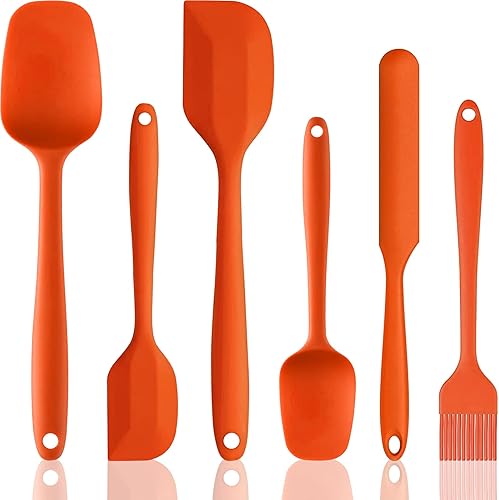Silicone Spatula,Spatulas Silicone Heat Resistant,6 PCS silicone cooking utensils set,Non-Stick and Non-Scratch Spatula Set,Stainless Steel
