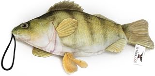 Steel Dog Yellow Perch Realistic Fish Squeaker Dog and Cat Toy, Knotted Rope Fish Toy, No Stuffing Dog Chew Toys for Small, Medium, Large Breed